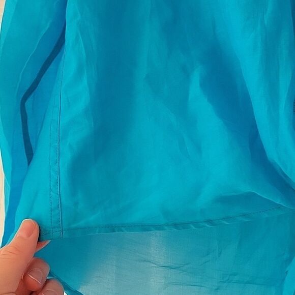 Ralph Lauren Top M Cotton Silk Blend Blouse Button Up Long Sleeve Tie Front - Picture 6 of 9